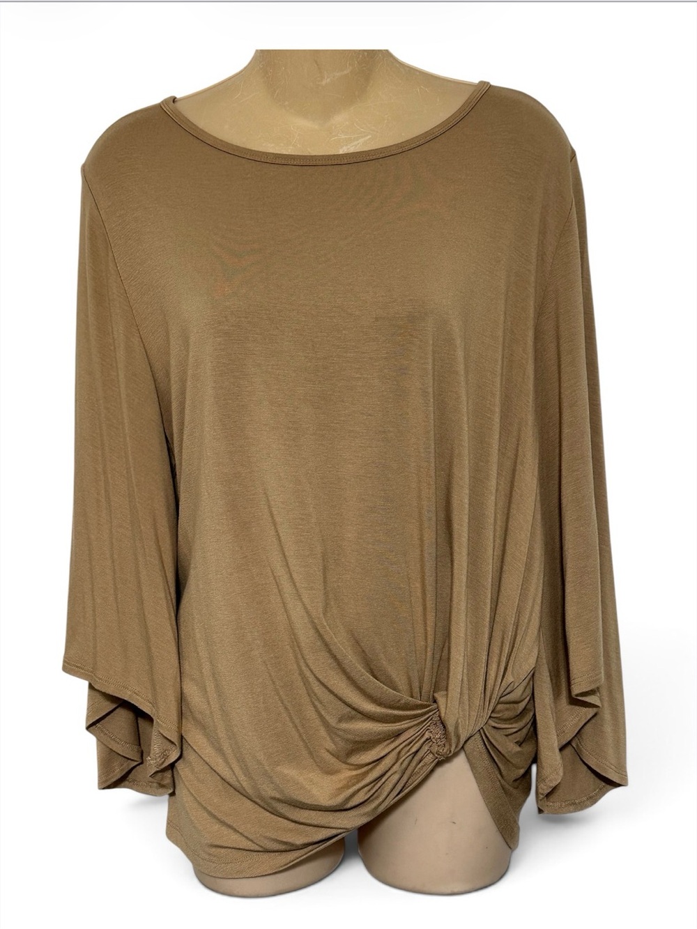 Karen Kane Brown Knot-Front Dolman Sleeve Tunic